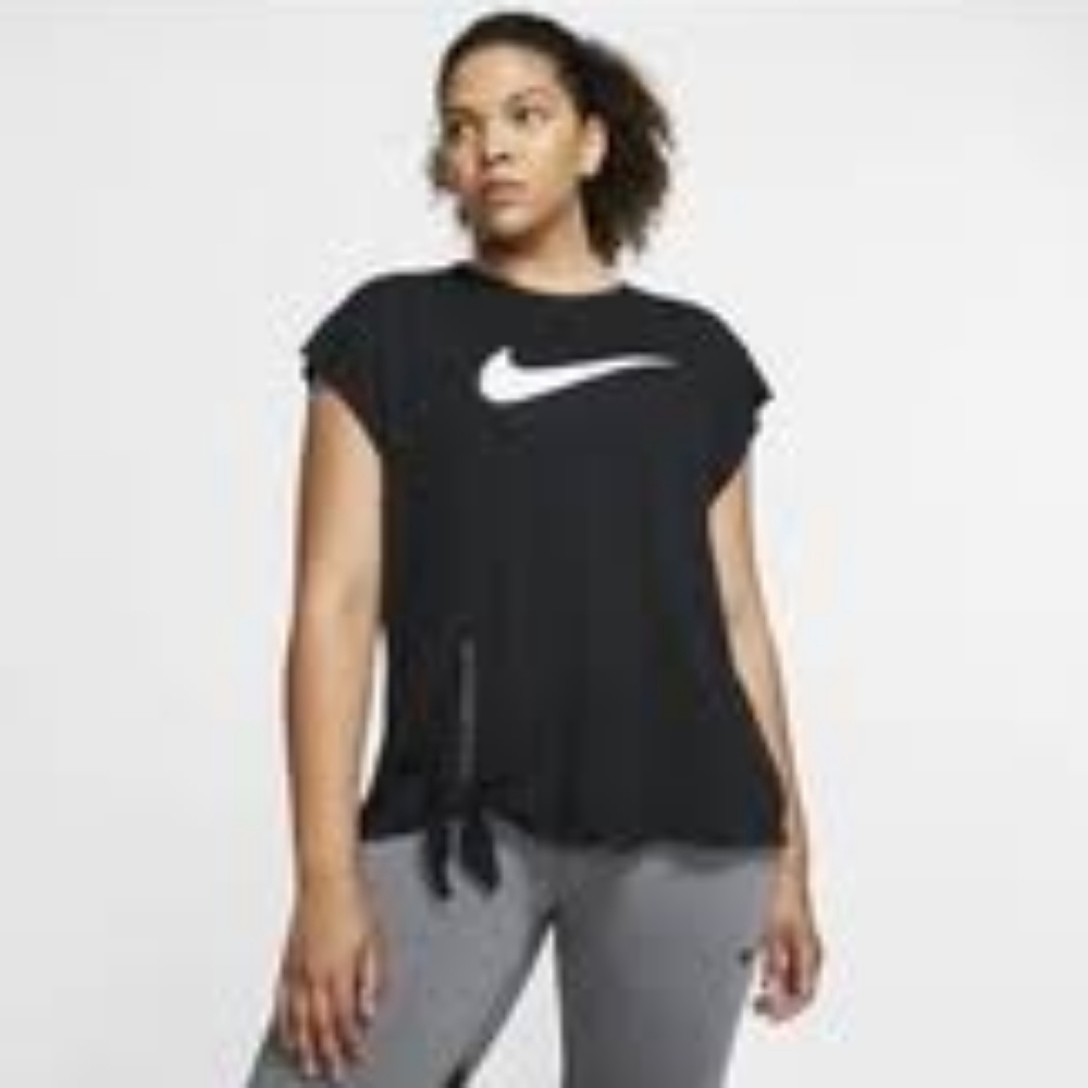 Nike tie front plus black active shirt top 1x